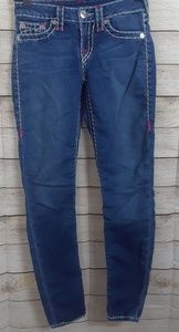 True Religion Pink Stitch Jeans Sz 26